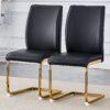 Luxurious And Minimalist Chair Covers, 2 High Elasticity Dining Chairs Arched Legs - Black / Gold - Image 2