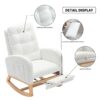 Accent Rocking Chair With Footrest High Back Rubber Wood Rocking Legs Bedroom Living Space - White - Image 9