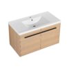 Bathroom Vanity With Resin Countertop Sink, 2 Doors Cabinet Set - Oak - Image 12