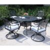 Round 4 Person 48.03" Long Aluminum Dining Set With Cushions - Dark Gray / White - Image 8