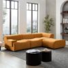 Sectional Sofa With Durable Fabric And High Density Sponge, Solid Wood Frame, 4 Seats - Orange - Image 2