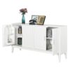 4 Door Sideboard Storage Cabinet With Door Shelf For Living Room And Dining Room, 2 Large Cabinets With Adjustable Shelf - White - Image 9