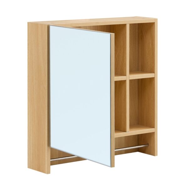 Bathroom Mirror Cabinet Wall Mounted, Medicine Cabinet, Over The Toilet Storage Cabinet With Shelves And Towel Rack - Burly Wood