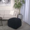 Spongy - Microfiber Square Pouf, Cozy Seating - Dark Charcoal - Image 2