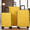3 Piece Luggage Sets Lightweight Suitcase With Two Hooks, Spinner Wheels, Tsa Lock, (20/24/28) - Yellow - Image 2