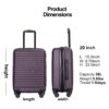 20" Carry On Luggage Lightweight Suitcase, Spinner Wheels - Purple - Image 4