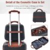 20" Hardside Luggage With Cosmetic Case, 2 Piece Lightweight Suitcase Set With Spinner Wheels, Carry On Vintage Luggage - Black - Image 4