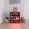 4 Layers Shoe Cabinet With Glass Door And Glass Layer Shoes Display Cabinet With LED Light Bluetooth Control - Black - Image 7