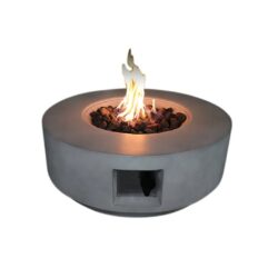 Reinforced - Propane / Gas Outdoor Fire Pit Table With Lid - Gray / White