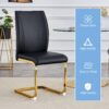 Luxurious And Minimalist Chair Covers, 2 High Elasticity Dining Chairs Arched Legs - Black / Gold - Image 8