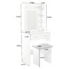 Space Saving Makeup Vanity Desk With Mirror & Adjustable Led Lights, Built-In Power Outlet, Hidden Storage, Includes Stool & Shelf - White - Image 3