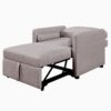 3 In 1 Convertible Sleeper Chair With Adjustable Backrest, Lounger Chair Turns Into Bed, Single Bed For Living Room, Linen - Tan - Image 8