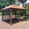 Outdoor 11X 11Ft Pop Up Gazebo Canopy With Removable Zipper Netting, 2 Tier Soft Top Event Tent, Suitable For Patio Backyard Garden Camping Area With 4 Sandbags - Brown - Image 10