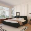King Size Luxury Upholstered Platform Bed With Oversized Padded Backrest And Solid Wood Frame, Suitable For Multiple Heights Of Mattresses - Black - Image 8