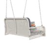 PE Wicker Porch Swing, 2 Seater Hanging Bench With Chains, Patio Furniture Swing For Backyard Garden Poolside - White / Gray - Image 7
