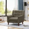 Upholstered Armchair With Button Tufting And Tapered Legs - Mocha - Image 9