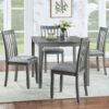 5 Piece Modern Dining Set, Square Wooden Dining Table With 4 Upholstered Chairs For Kitchen, Dining Room - Gray - Image 2