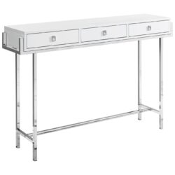 Accent Console Table For Entryway, Storage Drawer, Glossy Contemporary & Modern - White