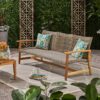 Outdoor 3 Seater Sofa With Rattan Cover - Gray - Image 4
