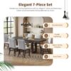 Topmax - 7 Piece Traditional Extendable Dining Table Set With Butterfly Leaf And 6 Upholstered Dining Table Set - Brown - Image 3