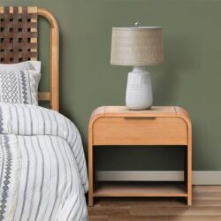 Modern 1 Drawer Waterfall Nightstand With Mid Century Design - Natural