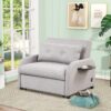 3 In 1 Pull Out Sofa Sleeper With Wing Table And USB Charge - Gray - Image 3