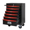 Rolling Metal Tool Chest With 6 Drawers, 20" Steel Storage Cabinet With Ball Bearing Slides - Black / Red - Image 12