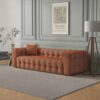 Eden - Modern Tufted Chesterfield Sofa - Burnt Orange / Orange - Image 6
