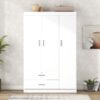 3 Door Wardrobe With 2 Drawers - White - Image 11