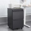2 Drawer File Cabinet With Lock, Metal Under Desk Rolling Filing Cabinet Fits Letter / Legal / A4 Size For Home Office, Mobile Filing Cabinet - Black - Image 2