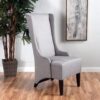 Alight - Upholstered Dining Chair With High Back And Birch Wood Legs - Light Gray - Image 2