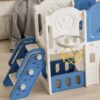 Toddler Slide Kids Playground With Basketball Hoop And Swing - Blue Yellow - Image 7