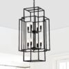 8 Light Metal Lantern Tiered Pendant Hanging Light Fixtures, Industrial Farmhouse Adjustable Height Chandeliers For Dining Room Hallway Foyer Entryway (E12 Bulbs Not Included) - Matte Black - Image 2