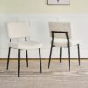 Modern Dining Chair Fabric Upholstered Chairs With Black Metal Legs For Home And Bedroom (Set of 2) - Beige - Image 4