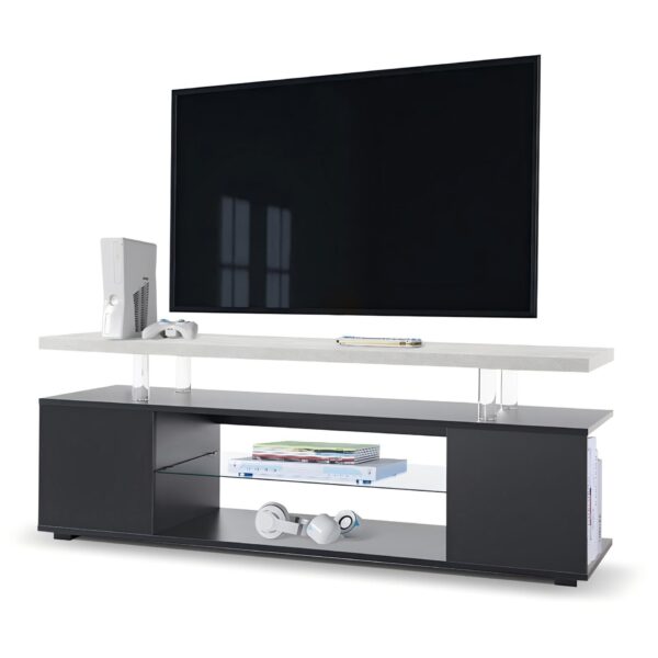 TV Stand For 60" TV LED Gaming Entertainment Center Media Storage Console Table With Large Side Cabinet For Living Room Black - Gray