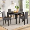 Modern 5 Piece Dining Table Set With 4 Chairs For Kitchen Or Dining Room - Light Gray / Black - Image 2