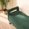 Wide Storage Soft Ottoman Bench With Armrests, Footrest Bed End Stool For Living Room, Dorm, Entryway And Bedroom - Green - Image 6