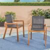 Dining Chair With Frame And Mesh Seating (Set of 2) - Teak - Image 4