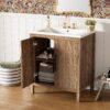 Bathroom Vanity With Single Sink, Combination Under Counter Sink, Bathroom Storage Cabinet With Soft Closing Door, Multi-Function Storage, Solid Wood Frame - Light Brown - Image 2