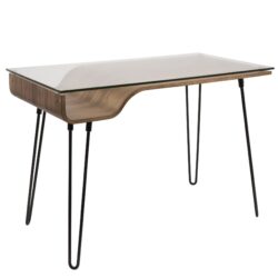 Avery - Mid-Century Modern Desk - Walnut / Clear / Black