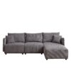 Multi Module Combination Style Sofa For Living Room And Other Lounge Spaces, Modern Minimalist Corduroy Combination Sofa With 2 Comfort Cushions With USB & C Charging Ports, 2 Sets - Gray - Image 16