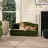 Robin - Tufted Wingback Pet Sofa Bed, Medium - Olive Green - Image 7