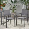 Waterfal - Outdoor Aluminum Dining Chair With Mesh Seat (Set of 2) - Dark Gray - Image 10
