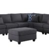 Cooper - 7 Piece Reversible L-Shape Sectional Sofa With Ottoman And Cupholder - Dark Gray - Image 3