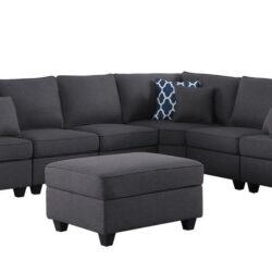 Cooper - 7 Piece Reversible L-Shape Sectional Sofa & Comfort Ottoman And Cupholder - Dark Gray