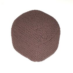 Handmade Semi Rounded Cable Knitted Pouf Perfect Seating & Footrest 100% Cotton - Brown