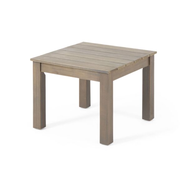Halcyon - Outdoor Side Table With Slat Design And Acacia Wood Frame - Gray