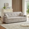 3 In 1 Convertible Sleeper Sofa Bed, Modern Fabric Loveseat Futon Sofa Couch Pullout Bed, Small Love Seat Lounge Sofa Reclining Backrest, Pillows, Pockets, Home Furniture For Living Room - Beige - Image 2