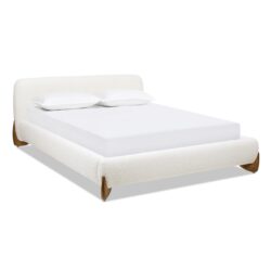 Alpine - Queen Puffy Modern Platform Bed - Ivory White