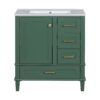 Bathroom Vanity, Modern Bathroom Cabinet With Sink Combo Set, Bathroom Storage Cabinet With A Soft Closing Door And 3 Drawers, Solid Wood Frame - Green - Image 12